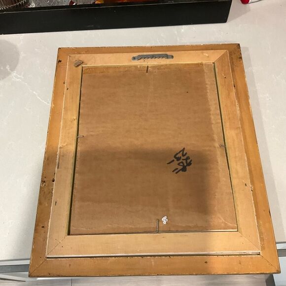 Vintage Chinese watercolor painting on silk paper, framed in faux bamboo. - Picture 6 of 9